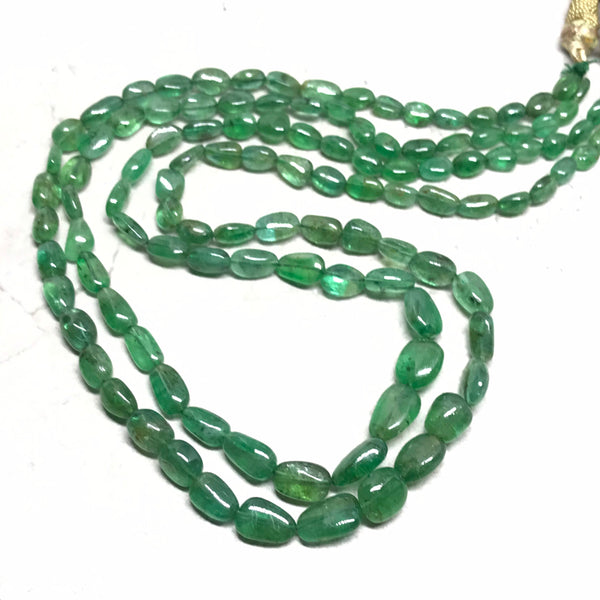 100% Natural Emerald Beads, 6X5MM to 9X7MM Emerald Beaded Necklace, Gift For Women, Oval Shape Green Gemstone, 16 Inch Strand Bead (#1280)