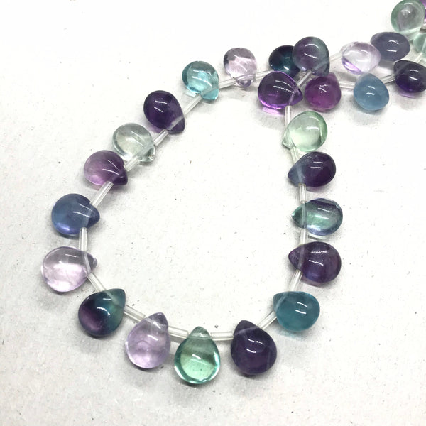 natural Fluorite Beads, Rainbow Fire Heart Cut Fluorite Beaded Necklace,9X11MM Multi Color Fluorite Gemstone Bead,15 inch Strand Bead(#1300)