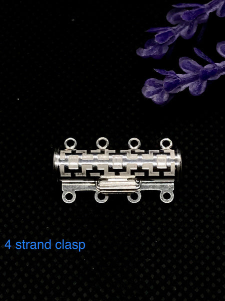 Sterling Silver 4 - 3 and 2 Strand Tube Clasp, Brick self Beautiful Pattern, Push or Pull to close or open (Package of 1 pc ) AYS-TC-17