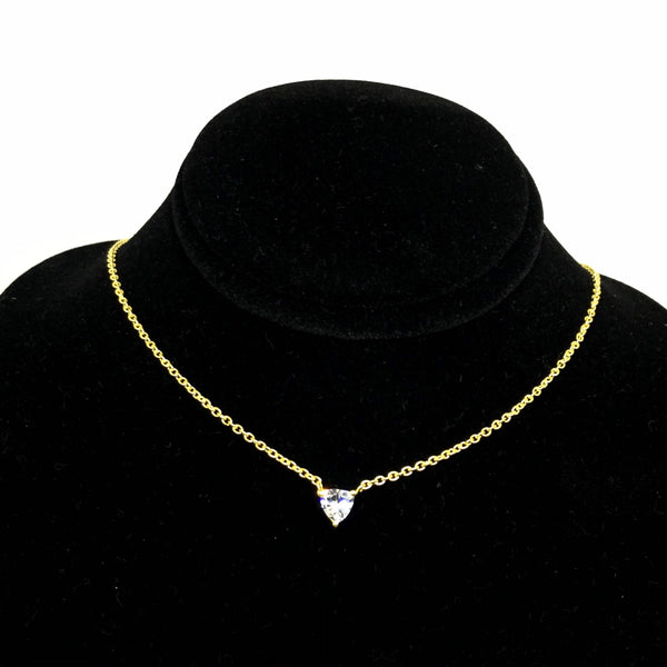 C.Z Trillion 5 mm Pendant and Sterling Silver Chain, adjustable length 16 to 18 inch, Gold plated ,gift ( AYS-JB-00104)