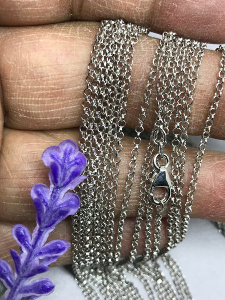 Cable,Rolo Silver Chains, 925 Sterling Silver, Cable Chain Necklace Men/Women, Chain For Pendant, Italian Chain Necklace (Rollo-25-RH)