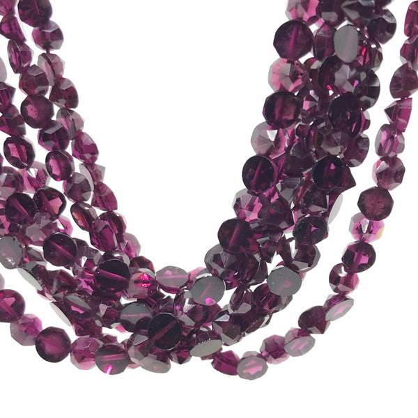 Rhodolite Garnet Bead, 4.5mm Faceted Garnet Necklace, Red Garnet For Jewelry, 15 Inch Strand Bead, (#1301))