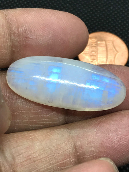 Rainbow moonstone Long ,Unusual Oval Cabochon,33.8x13.62, AAA Extra ordinary quality, best Sheen or Rainbow, (# CB-00290)