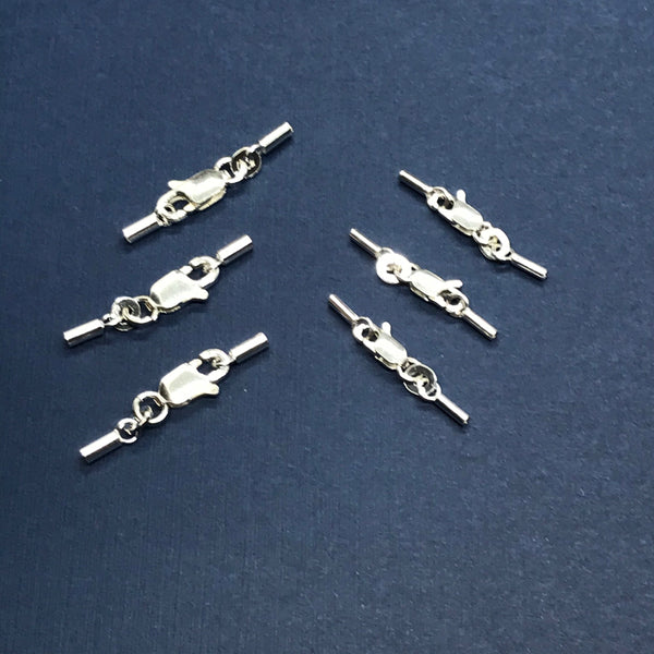 Sterling silver Lobster Claw clasp with two caps on the side to crimp 5 Pcs in a package ( AYS LWC-1 )