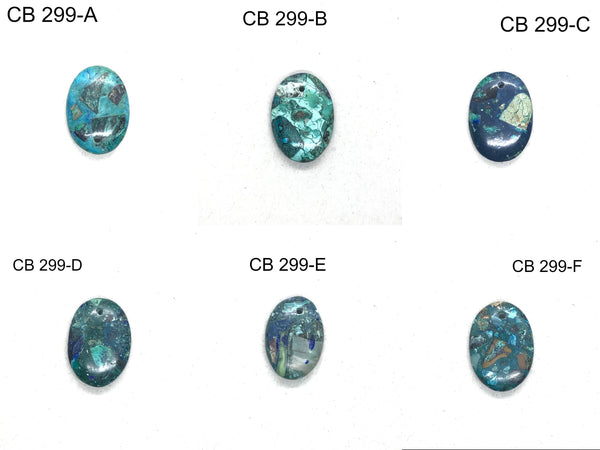Chrysocola oval ,Pendent piece23x33 mm appx.,AAA quality Top drill 1.5 mm hole, (# CB-299)