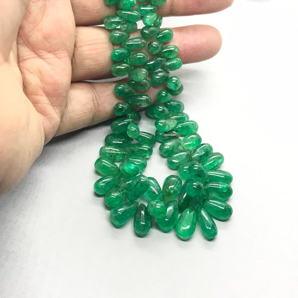 Natural Emerald Necklace, 13x7 to 6.4x3.7 Emerald Briolette Necklace,Green Gemstone Necklace,Gift For Women/Mother,Anniversary Gift (# 1314)