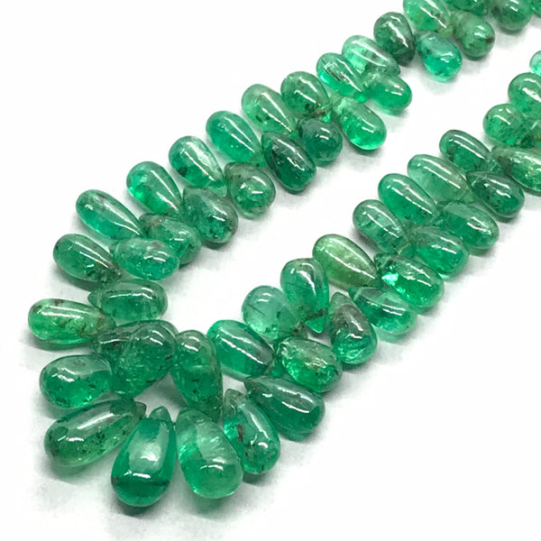 AAA Emerald Beads,12X6MM - 6X3MM Briolette Emerald For Jewelry, Emerald Bead Necklace, Green emerald gemstone Bead, emerald Bead Strand