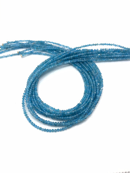 Apatite Round 2 mm Faceted Aqua Blue color,full Luster, 100% Natural ,creative AAA Quality,streight Whole size is 0.7 mm (1087)
