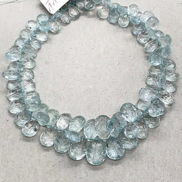 Aquamarine carved Beads, 4.8x6.5mm - 11x8mm Aquamarine Carving Stone Beads For Jewelry,Unique Aquamarine Bead Necklace,8 Inch Strand (#1318)