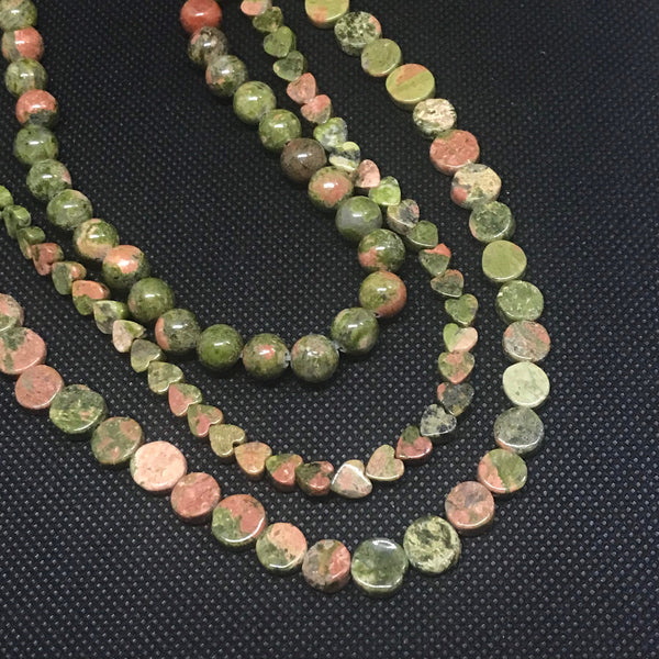 Unikite plain Round-Heart-Coin shapeAAA quality 15 inch full strand.One of a kind,100% natural #800