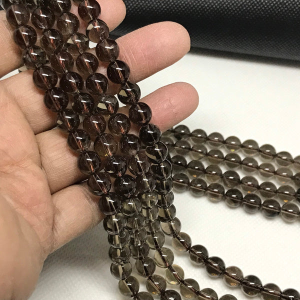 Smooth Quartz Bead Necklace For Woman, Medium Color Quartz Beads, 15 Inch Strand Bead Necklace, Gift For Women, Faceted Brown Gemstone Bead