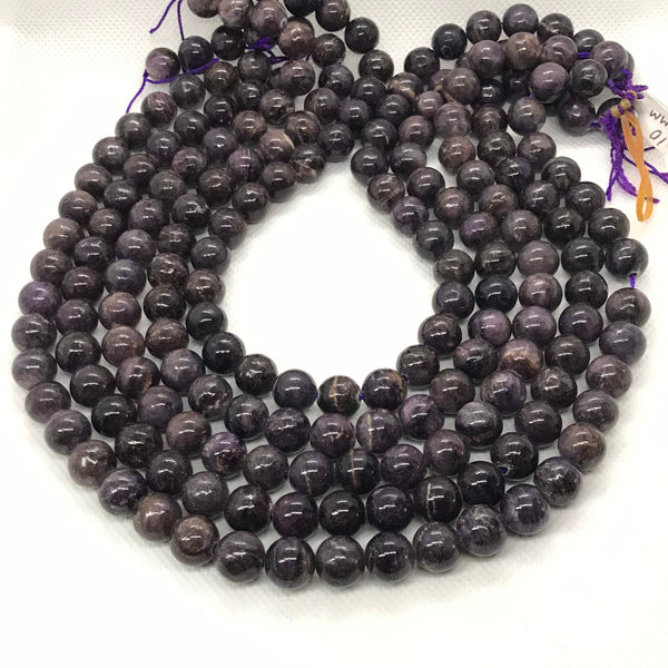 10 mm Natural Sugilite Round Plain High quality,16 inch strand,Purple , best Color,Most creative, Creative natural patterns on(# 1359)