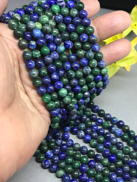 6mm Azurite Beads, Smooth Azurite Beads, Blue & Green Azurite Bead Necklace, 100% Natural Gemstone For Jewelry Making, Gift For Women