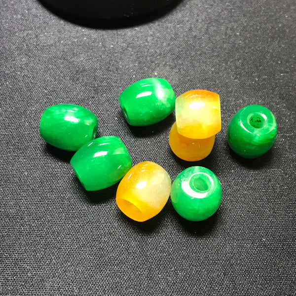 Natural Jade Oval Barrel 12x12 mm , with big hole size 5.6 mm very creative,one of a kind. (#CB 141)