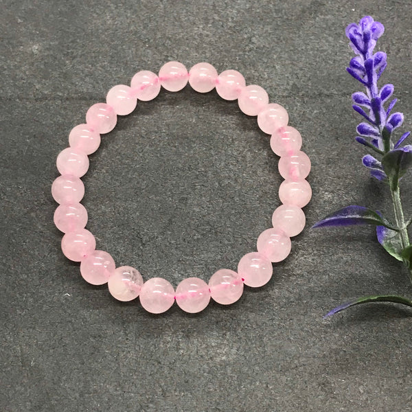 Rose Quartz Bracelet, 8mm Beads Bracelet, Genuine Gemstone Stretchable Bracelet, Heal Bracelet,Promote Love Gift for men and Women #JB 135