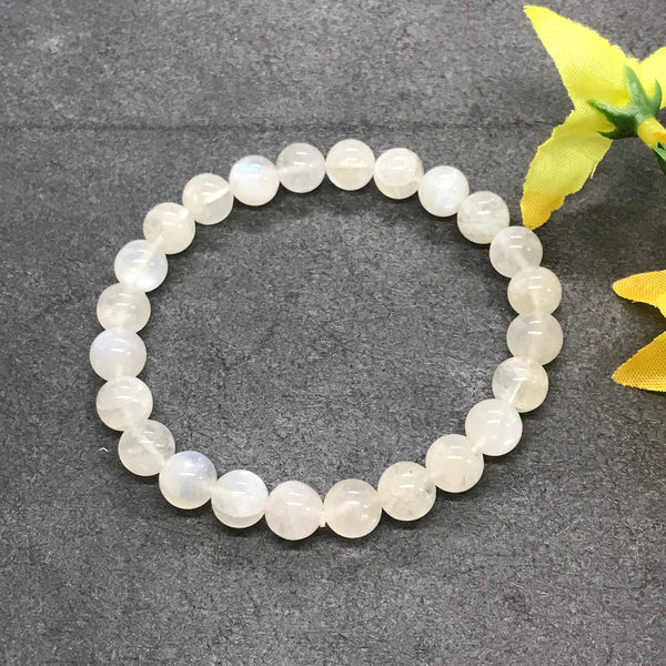 8mm White Moonstone Bracelet , Genunine White Moonstone Bead Bracelet For Mens & women Best Friend Bracelet, June Birthstone Jewelry #JB 136