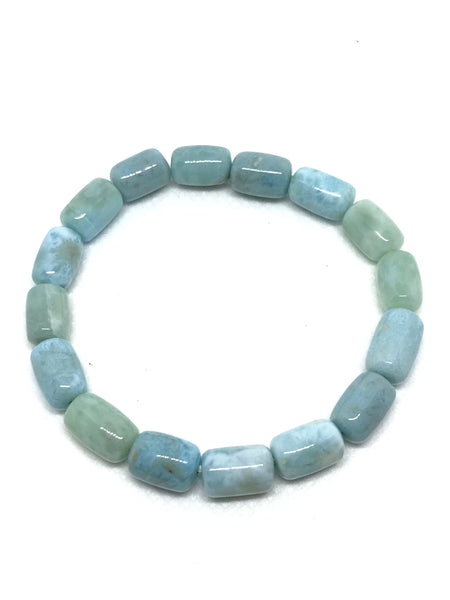 Genuine Natural Larimar Bracelet, Blue Larimar Bead bracelet,7.35x 9 mm appx. Healing Bracelet, Stretchable Gift For men Women(#JB0080 )
