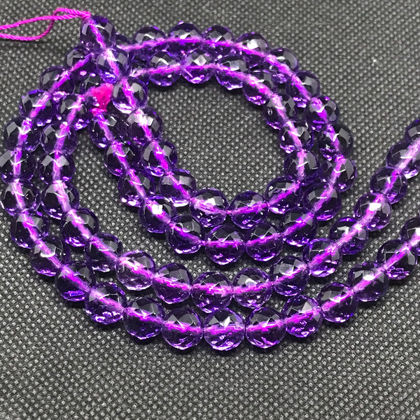 Natural Purple Color Amethyst Beads Necklace, African Amethyst ,8mm Amethyst Loose Gesmtone Beads , AAAAA Quality, Healing Beads16 inch #22