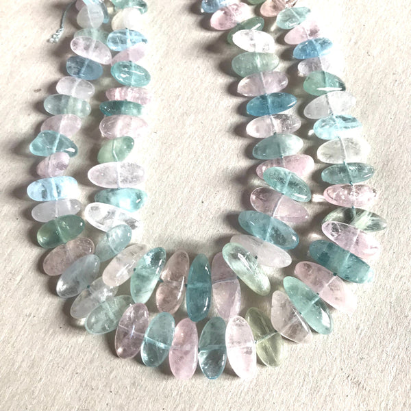 Aquamarine Multi Aqua Tumble Fine Qty 8x15 to 8x21 mm appx, Natural earth mined, 16 inch, Creative.