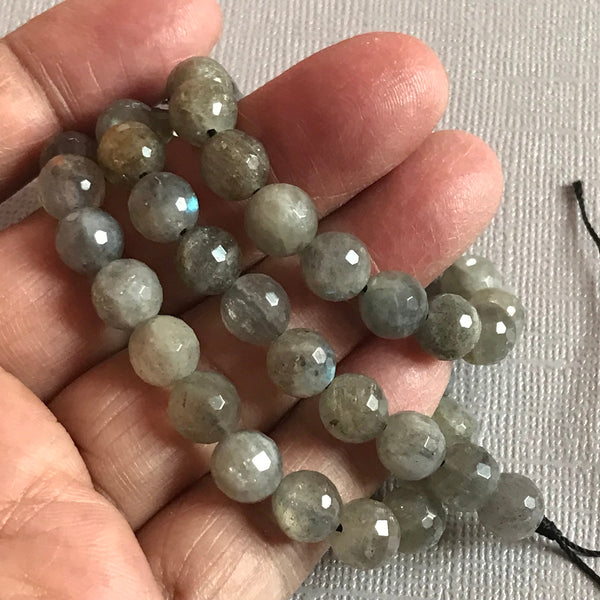 Natural Labradorite Beads, 8mm Round Faceted Multi Fire Gemstone Labradorite Bead Necklace, 16 Inch Strand Bead For Jewelry Making