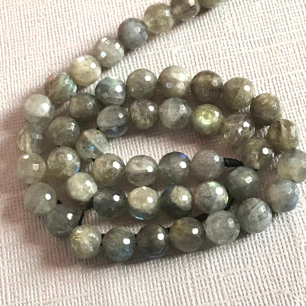 Labradorite Faceted Round 8mm 16 inch Length