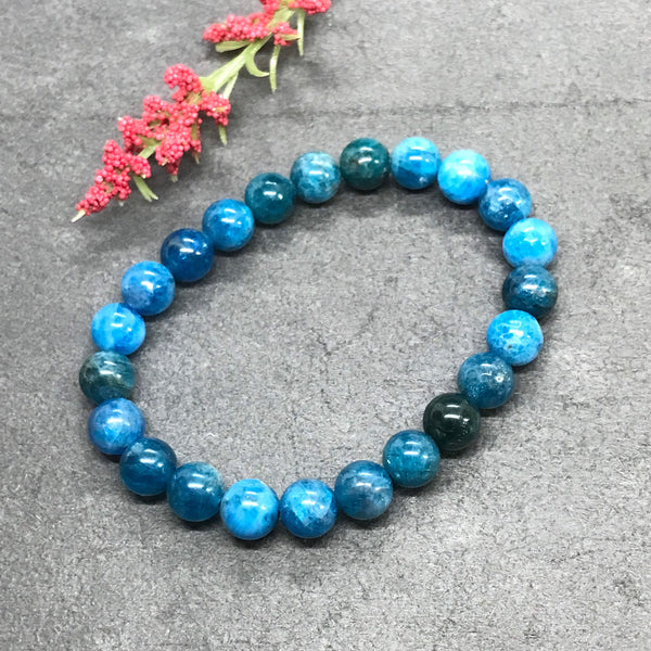 Apatite Bracelet 8mm, Blue Apatite Beaded Bracelet For Mens & women, Natural Apatite Jewelry, Energy Uplift Bracelet #JB 136