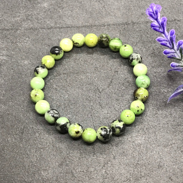 8mm Genuine Chrysoprase Bracelet, Chrysoprase Beaded Bracelet, Men Bracelet, Unisex Gift Jewelry, Chrysoprase Jewelry #JB 136