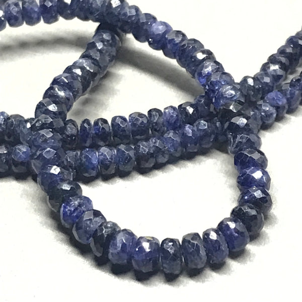 Natural Ceylon Sapphire Faceted Round necklace,3 to 4 mm appx. adjustable length 16 to 22 inch ,Beautiful dark blue.Reday to wear