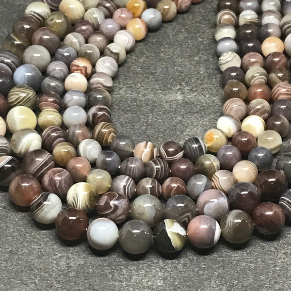 Botswana Agate Beads, Natural Botswana beads Plain 8 N 10 mm smooth bead, Botswana Necklace, Gift for women, Gray Beads.# 52
