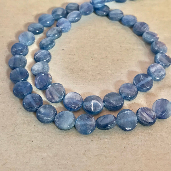 Kyanite Coin Plain 10mm Appx. 16 inch 100% Natural, Creative for various design, One of a kind AAA Quality