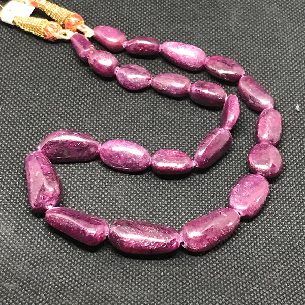 Beautiful Ruby Plain Nugget 1 Strand Necklace, 13x8 to 6.7x8.7 mm appx. adjustable length 16 to 22 inch , Red.Reday to wear