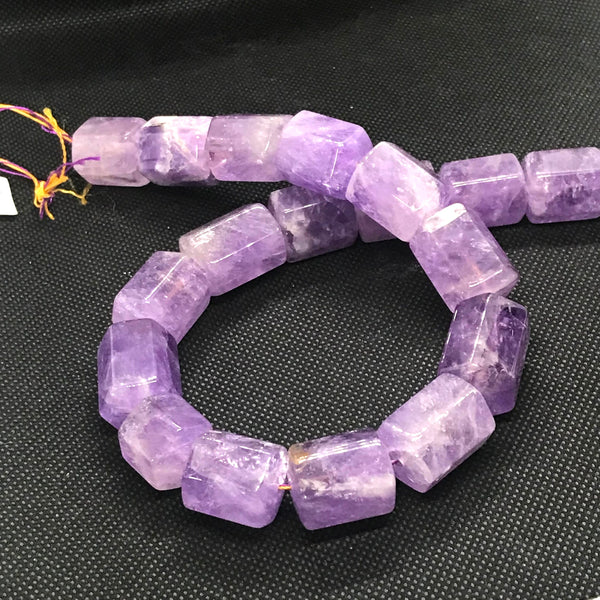 Amethyst Faceted Barrel shape 15x22mm Exceptional, Purple,full strand 16 inch,AAA quality,perfect cut, 100% Natural, Calibrated#90