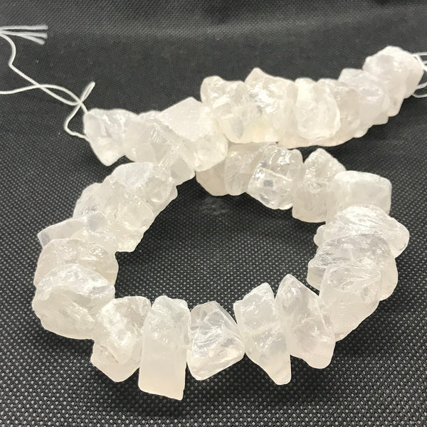 Natural White Quartz Beads,Quartz Raw Beads For Jewelry Making,20mm White Gemstone Bead Necklace,16 Inch Strand,April Birthstone Beads #1383