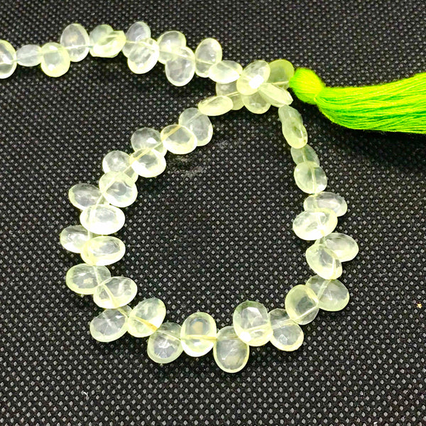 Natural Prehnite Bead, 8x6mm oval cut Prehnite Dark Green Gemstone Bead Necklace, Black Flakes Inside Prehnite For Jewelry Making