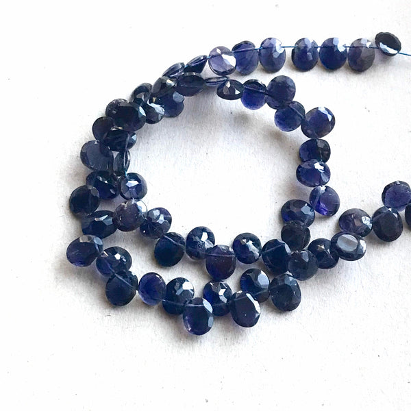 IOLITE Oval Faceted 8x6 appx mm appx side drillBlue 15 inch natural .Creative.basically Gems but drilled by the side