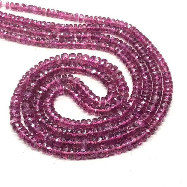 Rubellite Tourmaline Beads, Pink Necklace, Beaded Necklace,Gift for women, Red Rondelles Approx 2.7 to 3.5 mm, 18 Inch, GEM AAA quality.Ruby