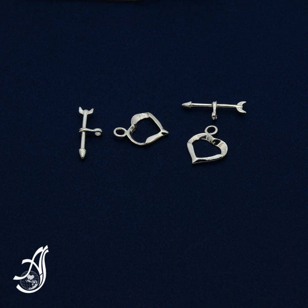 Heart Toggle Clasp, Charm Clasps, 925 Sterling Silver Clasps, Clasp For Necklace, DIY Jewelry Making (Package of 2 Pairs ) AYS-TL-2