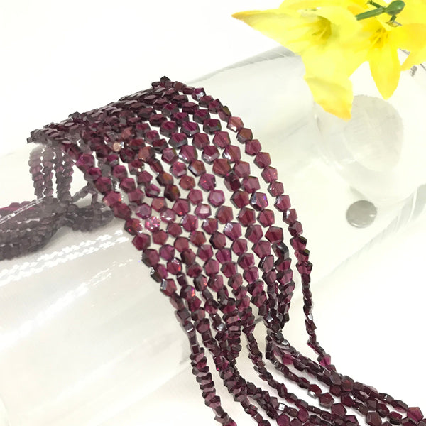 Rhodolite Garnet Bead, Faceted Garnet Bead, 4.5 & 5.5mm Hexagon Shape Garnet Bead,Red Gemstone Bead, Gift For Women, Garnet Jewelry (#1317 )