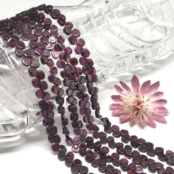 5mm Natural Garnet Bead, Fatty Pear Garnet Necklace, Smooth Garnet Bead Strand, Garnet Cabochons Beads, 14.5 Inch Strand, #1385