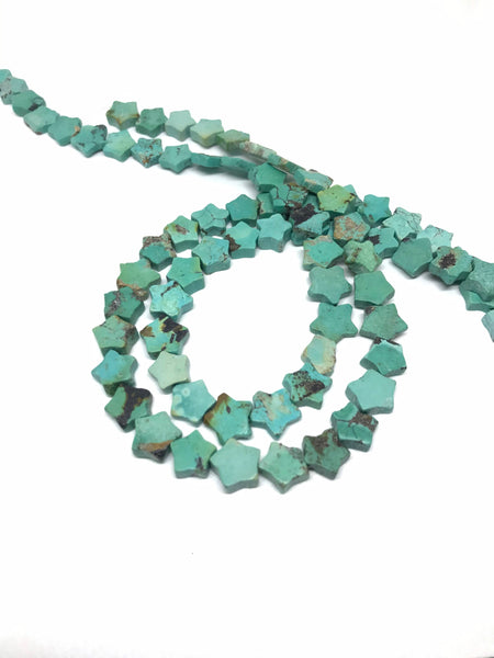 10mm Turquoise Bead, Star Bead Necklace, Natural Turquoise For Women, 16 Inch Strand (#1103)