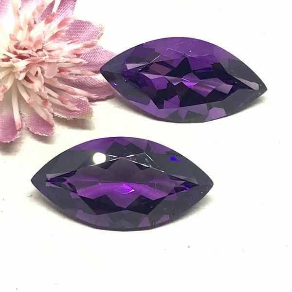 Natural Amethyst pair, 30X15mm Marquise Cut Amethyst, AAA Purple Amethyst For Earring, Loose Gemstone #159Amy