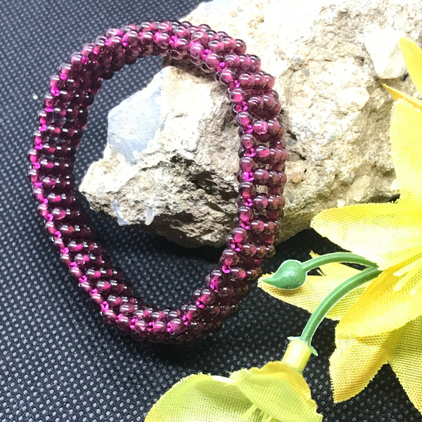 Rhodolite Garnet Beautiful Bracelet, Adjustable on elastic thread, 2mm Alike Pink Tourmaline Color 100% natural ( AYS-JB-0056)