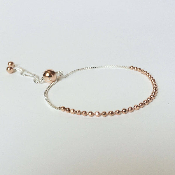 Bead Chain Bracelet, 925 Sterling Silver, Delicate Bracelet, Rose Gold Plated Bead Bracelet, Bracelet For Women, Gift For Women