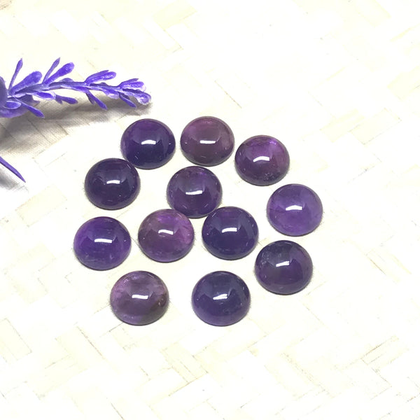 AAA Natural Amethyst, 12MM Round Amethyst Cabochons, Purple Gemstone, February Birthstone, Faceted Amethyst # CB328Amy