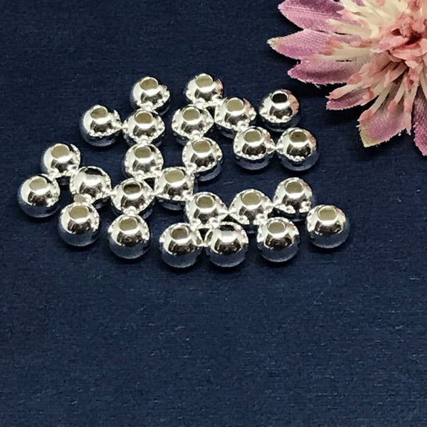 2mm/3mm/4mm/6MM 925 Sterling Silver Spacer Bead, Seamless Round Ball Beads For Necklace/Bracelet #SB-2-3-4-6
