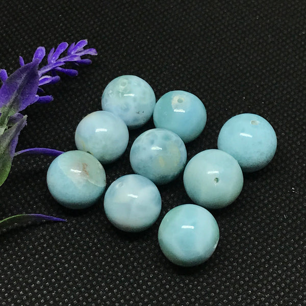 100% Natural Larimar, 12MM, 13MM & 14MM Round Smooth larimar Gemstone For Pendant/Jewelry, large larimar Stones, Loose Larimar Gemstones