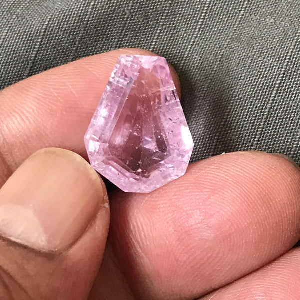 Natural Kunzite, 14x18mm Fancy shape Stone For Jewelry Making, 100% Genuine Faceted Pink Kunzite Gemstone