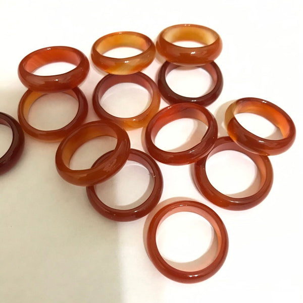 100% Natural Carnelian Rings, 6MM Carnelian Ring band For Men/women, August,September Birthstone Ring, Carnelian Gemstone Ring Ready To wear