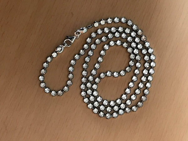 Silver Chain Necklace, Diamond Cut Silver Chain For men, 925 Sterling Silver Station Chain Necklace For Man/ Woman,, 16 To 30 Inch.