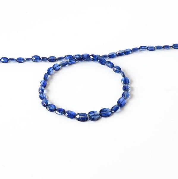 Blue Kyanite Beads, 4x6 To 8x10mm Faceted Kyanite Oval, 15 Inch Strand Beaded Necklace, Natural Kyanite Gemstone Bead, September Birthstone